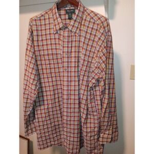 Fox Fire Mens 2XT Tall Plaid Button Down Shirt‎ L/Sleeve Red Yellow Cotton Blend